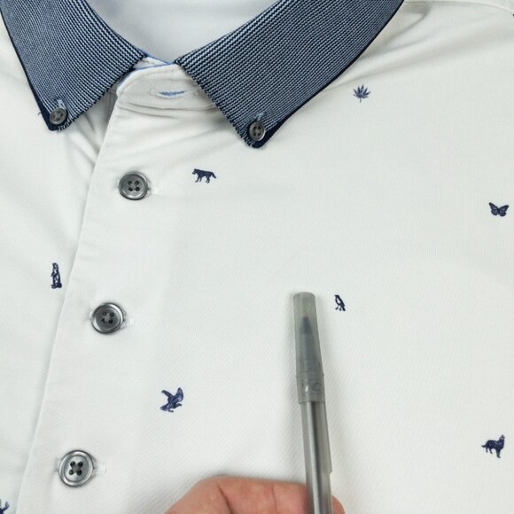 Greyson Spirit of Michigan Golf Polo Men's Large Wolf Print White Button-Down - Picture 14 of 14